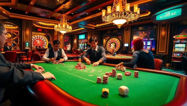 Players engaging in a high-stakes poker game at https:/sc88.bz/ casino, showcasing excitement.