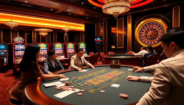 Engage with thrilling Mu88 casino games featuring poker, blackjack, and vibrant slot machines.