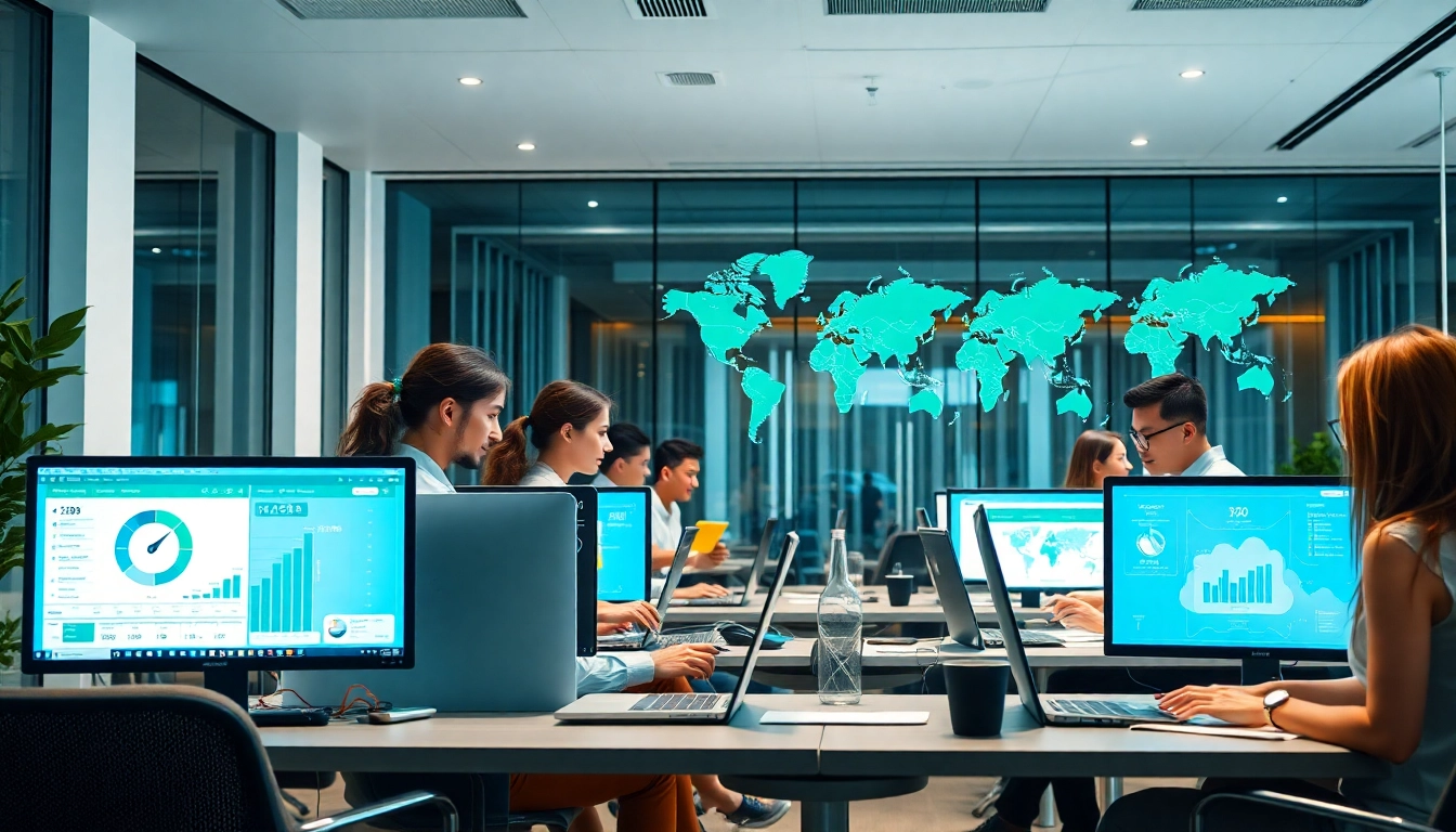 快连下载 enables seamless global connectivity in a modern office setting.