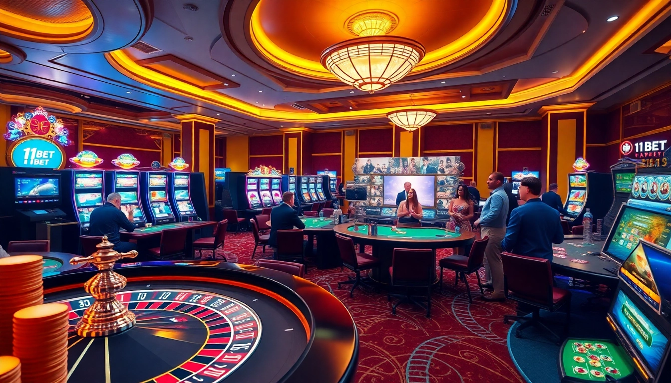 Experience the excitement of gambling at 11BET with players enjoying poker and roulette.