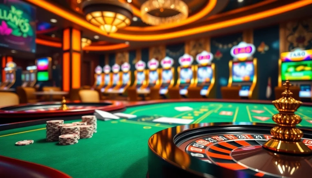 Experience the excitement of u888 with vibrant casino tables and engaging slot machines.