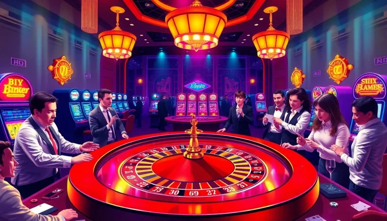 Players enjoying a thrilling roulette game at a luxurious casino, highlighting the allure of f168 ai.