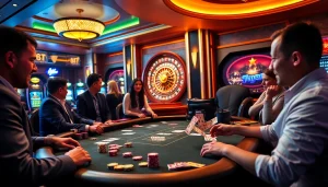 Engaging poker action at https://sodo66new.com with vibrant chips and players betting.