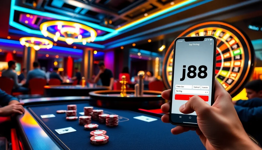 Experience the thrill of gambling and winning with j88 at a luxurious casino table filled with action.