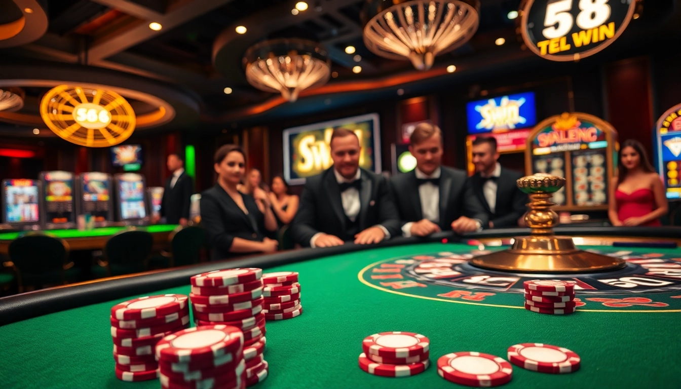 Experience the thrill of the 58 win at a luxurious casino poker table with vibrant chips and roulette.