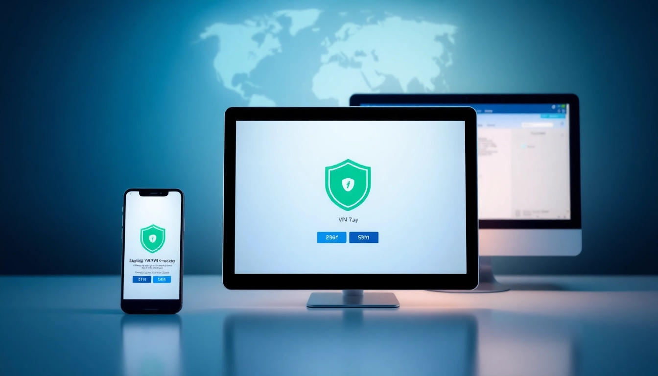 快连下载 interface displayed on multiple devices, showcasing secure and fast network connections.