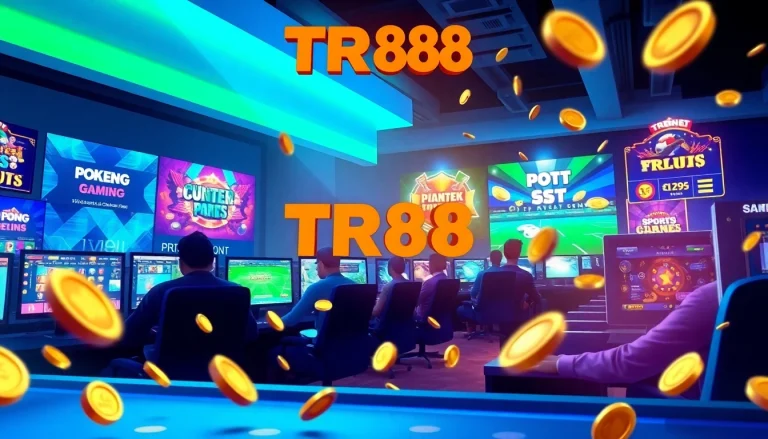 Engaged players enjoying the TR88 online betting platform with vibrant gaming graphics.
