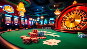 Players engaging in high-stakes poker and casino games at QH88, showcasing luxury and excitement.