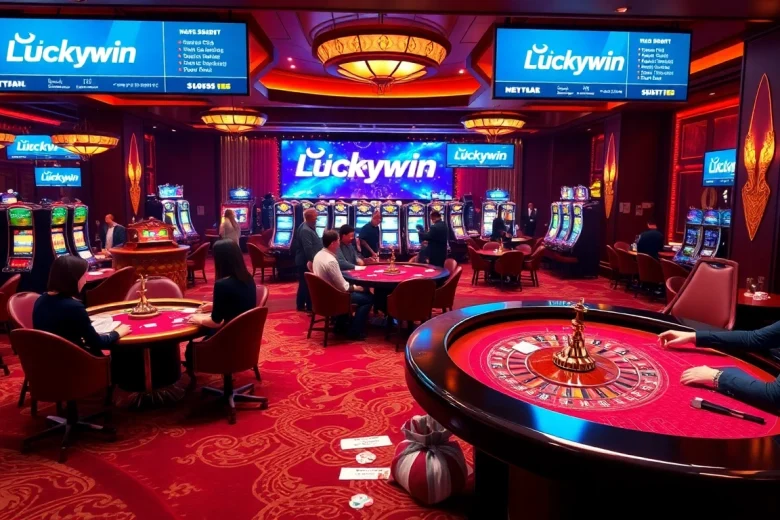 Feeling the thrill at Luckywin Casino with vibrant tables and slot machines.