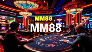Excited players enjoying a high-stakes game at MM88's luxurious casino.