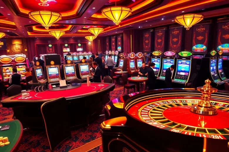 Experience thrilling gaming activities at Luckywin's vibrant casino tables and energetic atmosphere.