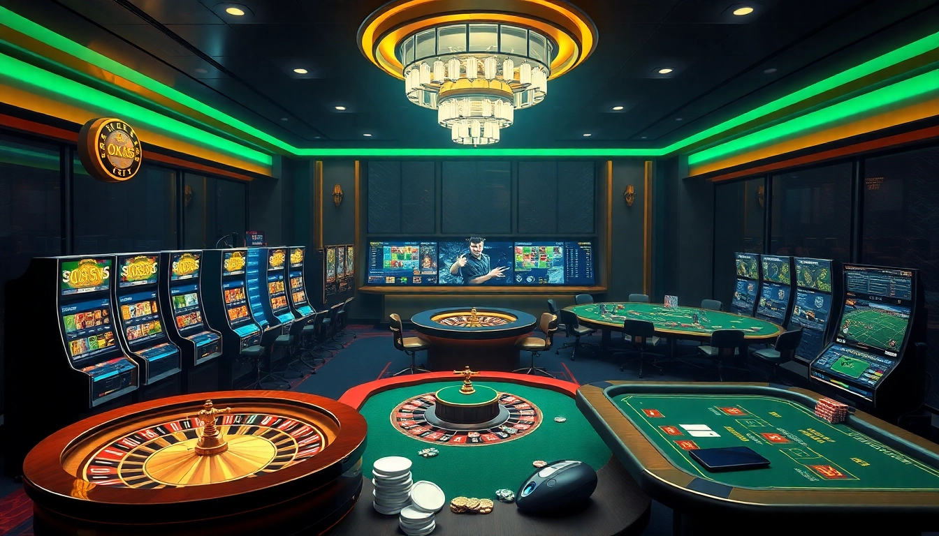 Exciting gaming scene at nhà cái OK365 with live casino action and vibrant slot machines.