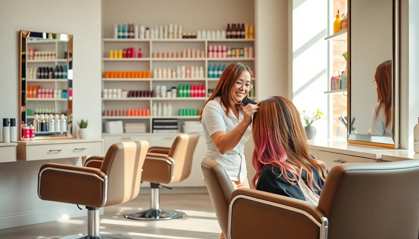 Feminine styling in salon coafura craiova devoting attention to hair treatment.