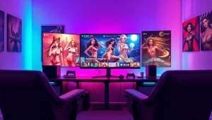 Engaging scene of a gaming setup showcasing exciting porn games for online play.