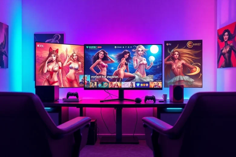 Engaging scene of a gaming setup showcasing exciting porn games for online play.