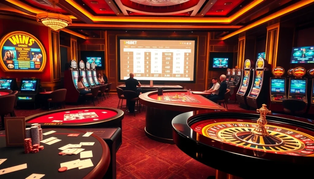 Experience the excitement of SHBET with players engaging at a luxurious casino table.