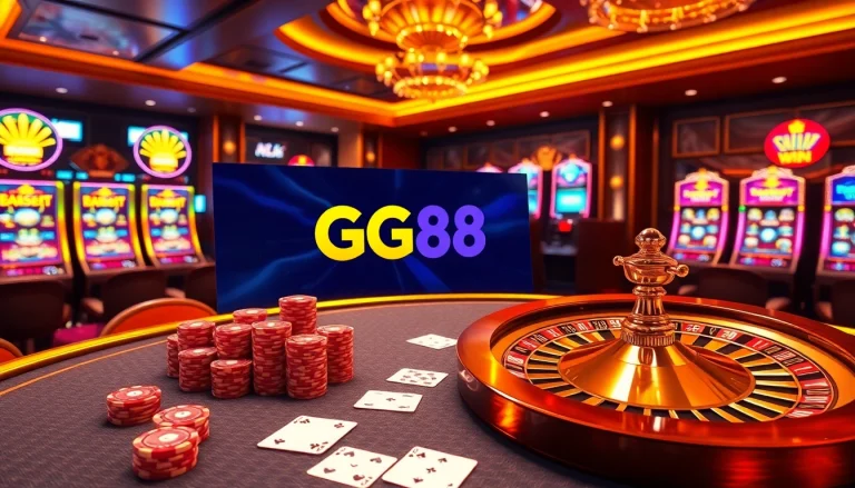 Experience thrilling gameplay at gg88’s vibrant casino tables with shiny poker chips.