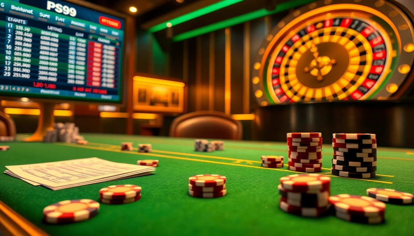 Exciting PS99 thể thao betting scene with vibrant casino elements and live sports interface.