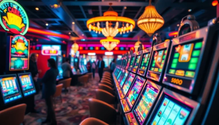 Menggunakan slot online dengan mesin slot yang berwarna cerah dan pemain interaktif.