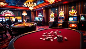 Experience the excitement of high-stakes gaming at https://www.6rwin5.com/ with vibrant poker tables and roulette wheels.