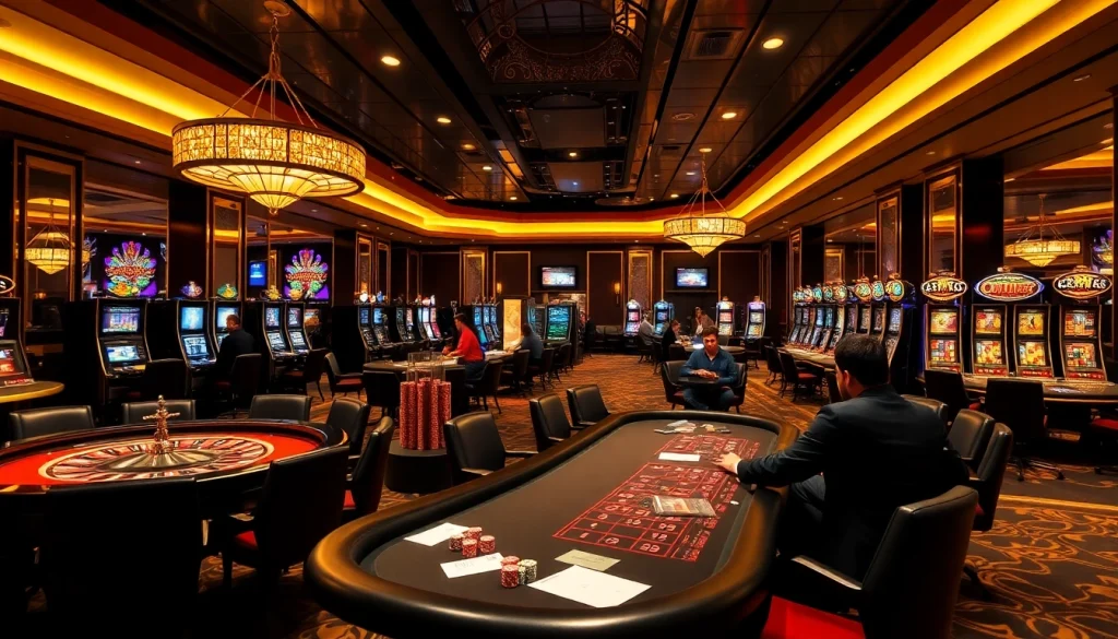 Bet on winning strategies at https://sc88.archi/ in a vibrant casino scene featuring poker and roulette.