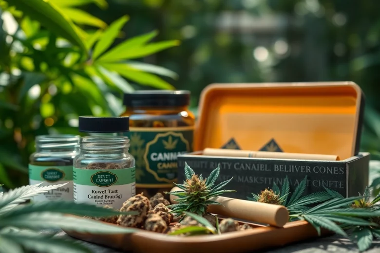 Enjoying Dartmouth cannabis delivery options with a variety of products artfully displayed.