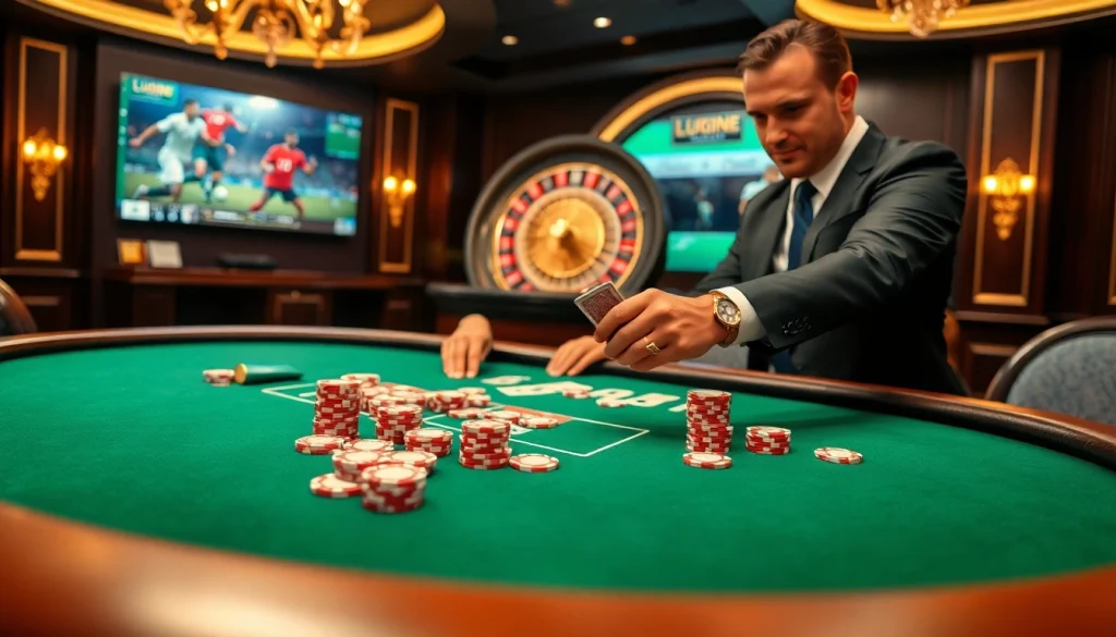 Experience thrilling poker action at luongsontv's elegant casino scene with exciting gameplay.