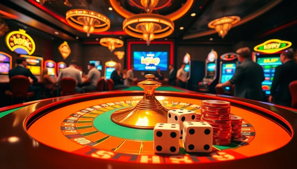 Experience the thrilling k9k9 game at a vibrant casino with colorful slots and engaging roulette.