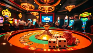 Experience the thrilling k9k9 game at a vibrant casino with colorful slots and engaging roulette.