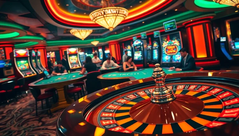Engaging gamblers at an exciting casino scene featuring Truy cập 32win online experiences.