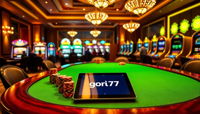 Gambling excitement at a poker table showcasing strategies for success at gori77 casino.