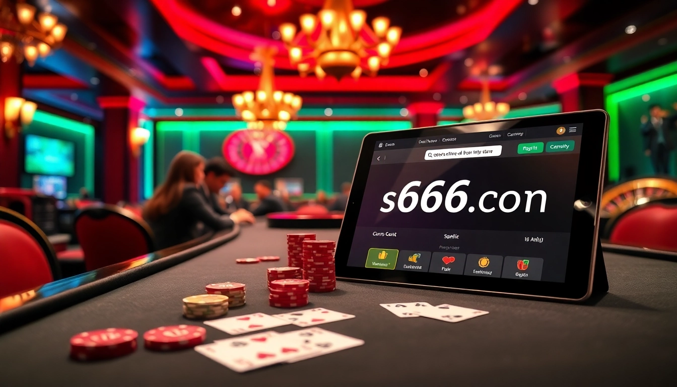 Exciting poker gameplay scene at s666hn.com with colorful chips and cards.
