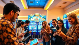 Exciting online gambling scene featuring ULAT123 platform with engaged players celebrating wins.