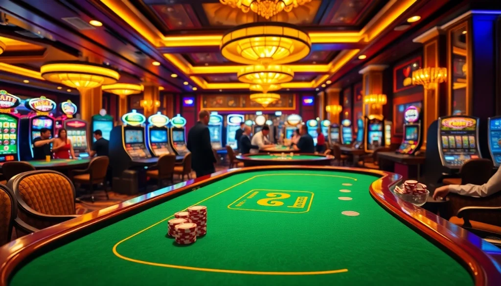 KJC casino gaming table with vibrant chips and players immersed in the excitement.