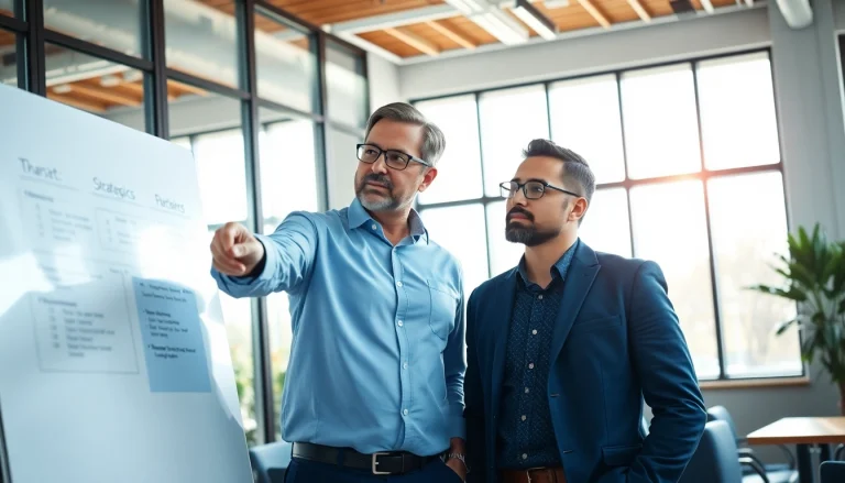 Engaging conversation with a business coach near me in a modern office setting.