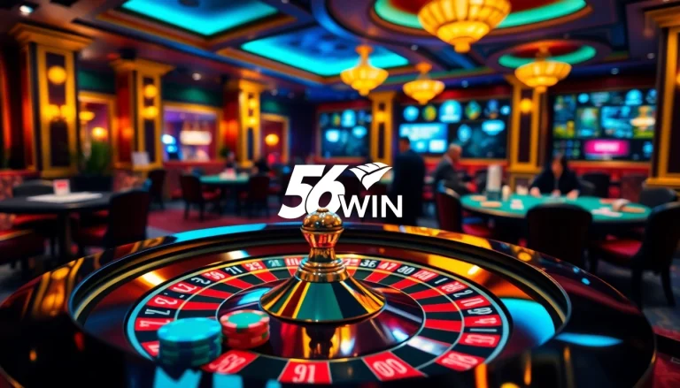 Experience the thrill of gambling at 56WIN with vibrant casino visuals and engaging setups.