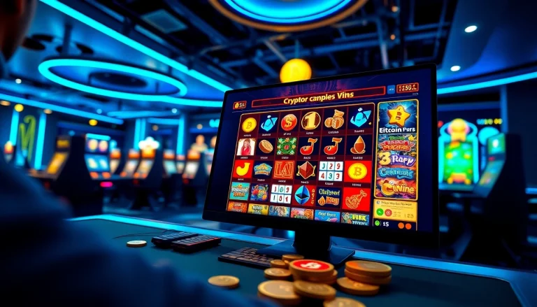 The best crypto casinos digital gaming interface showcasing exciting games and crypto symbols.