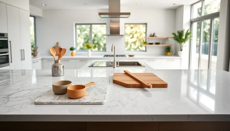 Comprehensive guide to kitchen worktop materials showcasing various surfaces in an inviting kitchen.