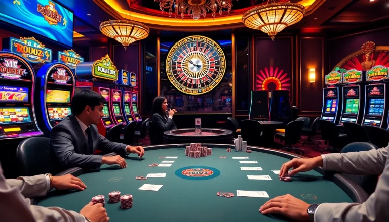Players at HDBET poker table, immersed in high-stakes excitement with chips and cards.