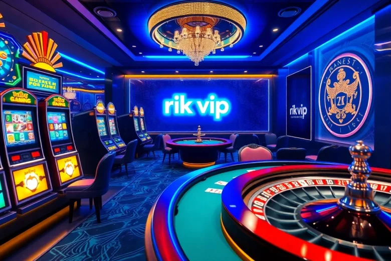 Experience the thrill of rik vip with vibrant online casino gaming, featuring poker tables and slot machines.