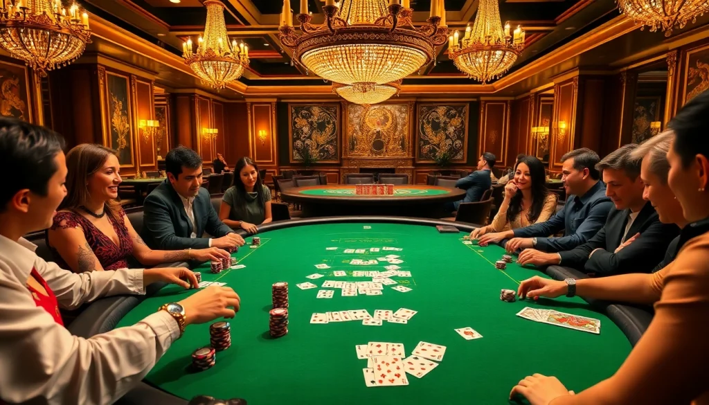 Experience high-stakes poker at https://slvip1.com.ph/ with vibrant chips and cards on an elegant table.