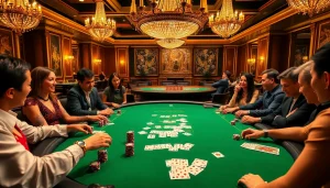 Experience high-stakes poker at https://slvip1.com.ph/ with vibrant chips and cards on an elegant table.