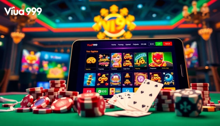 Vua99 online casino interface showcasing exciting gambling options and vibrant graphics.