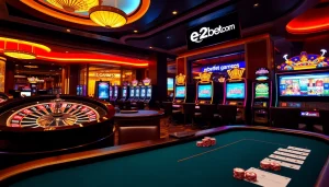 Experience thrilling online gaming at https://e2bet-games.com/ with vibrant casino decor.
