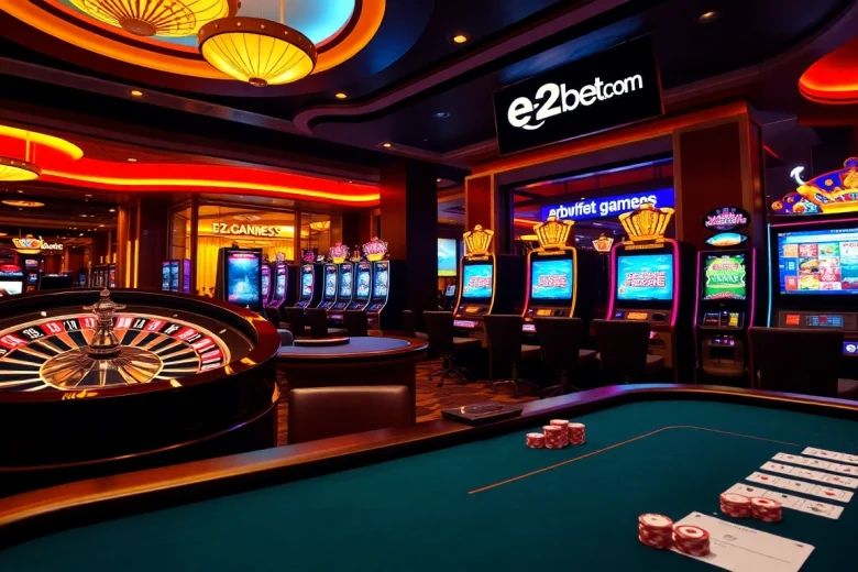 Experience thrilling online gaming at https://e2bet-games.com/ with vibrant casino decor.