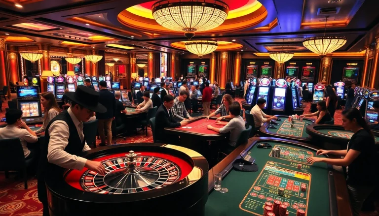 Experience the thrill of HB88 gaming on a vibrant casino floor filled with action.
