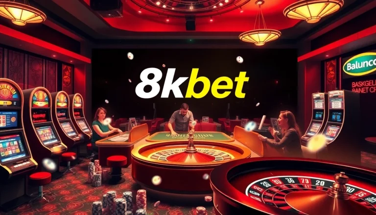 Join the excitement at 8kbet with players winning at casino tables amidst luxurious surroundings.