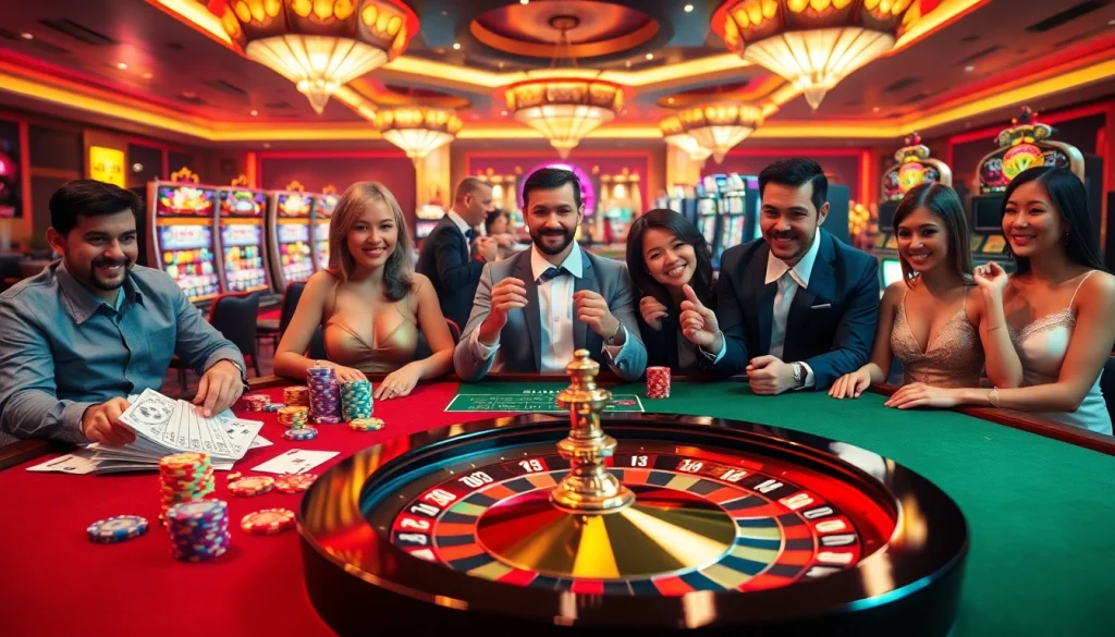 Daga casino excitement featuring vibrant poker chips and gambling action at a luxurious table