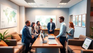 Migration agent in Brisbane assisting clients in a professional consultation setting.