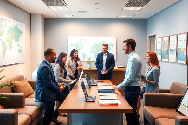 Migration agent in Brisbane assisting clients in a professional consultation setting.